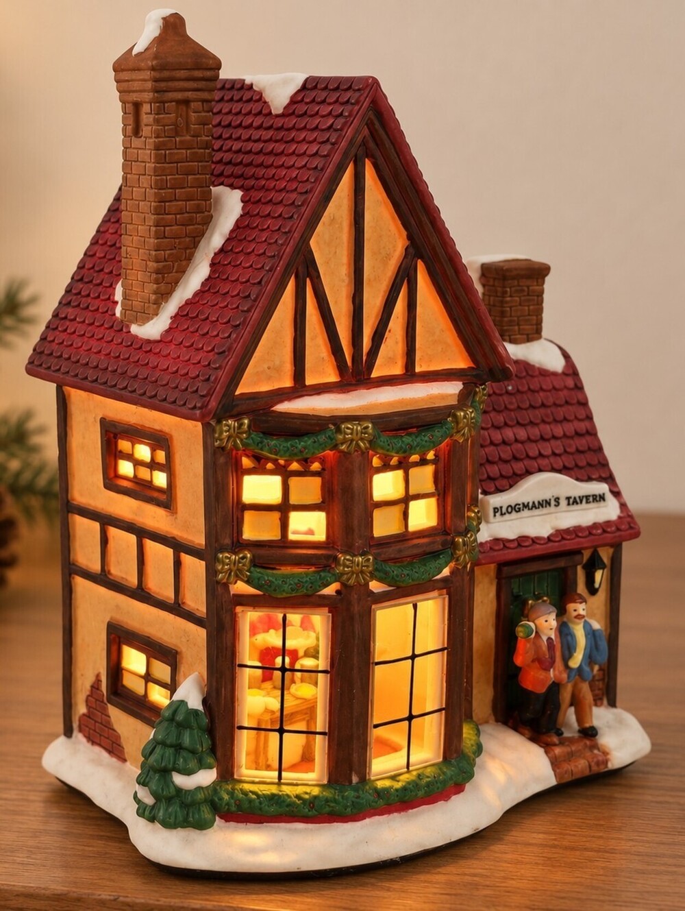 Plogmann's Tavern Trim A Home Lighted Ceramic Christmas Village House Holiday .